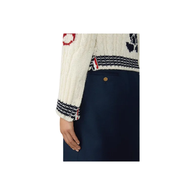 THOM BROWNE Rose Intarsia Buttoned Cardigan-3