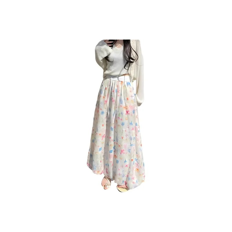 Vine Color Casual Long Skirt Women's Multicolor-4