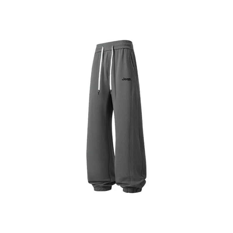 Jeep Elastic Straight Fit Elastic Cuff Lace Up Casual Pants Unisex-16