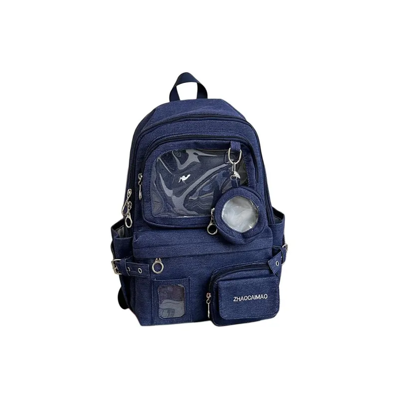 ZOGA Denim Backpack Unisex Black/Blue/Dark Blue-12