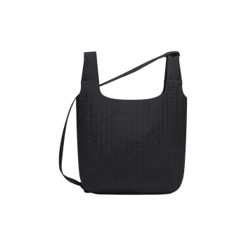 Nice Rice Fabric Shoulder Bag, Crossbody Bag, Handbag Medium Size Unisex Black/Ecru