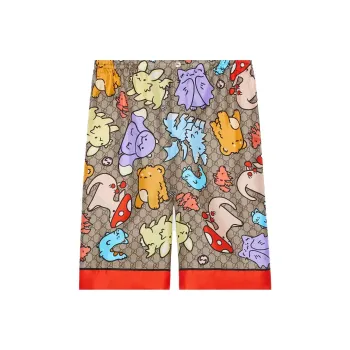 GUCCI Gg Print Silk Twill Shorts