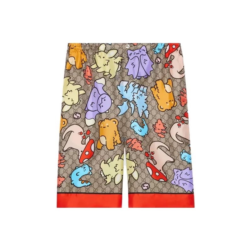 GUCCI Gg Print Silk Twill Shorts-0