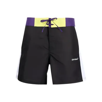 OFF WHITE Logo Printed Drawstring Swim Shorts