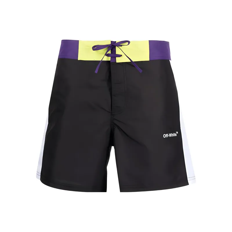 OFF WHITE Logo Printed Drawstring Swim Shorts-0