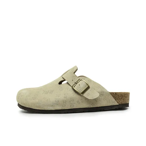 X ZONE Cork Sole Graffiti Abrasion Resistant Slip Resistant Closed Toe Slippers Unisex
