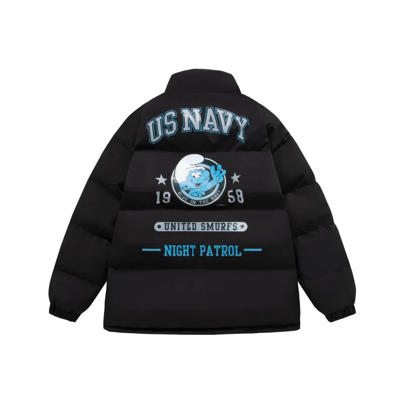 The Smurfs Puffer Jacket Unisex Black-0