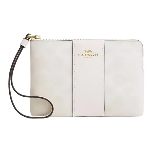 COACH Artificial Leather Clutch Small Size Women's White