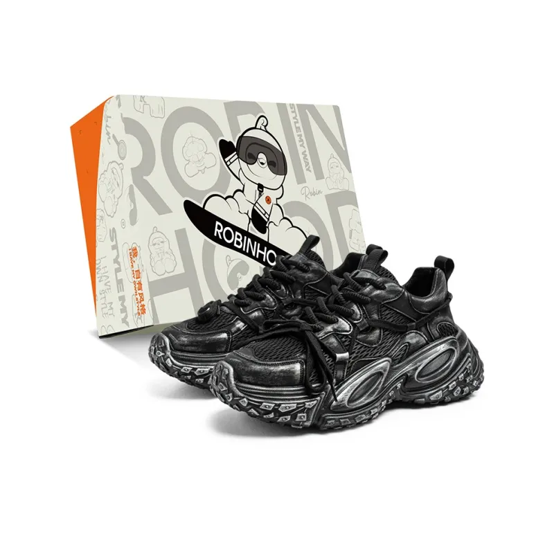 ROBINHOOD Cushioning, Slip Resistant, Abrasion Resistant, Breathable Low Top Chunky Sneakers Men's Box-0