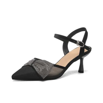 Golden Silk Rabbit Slim Heel High Heels Women's