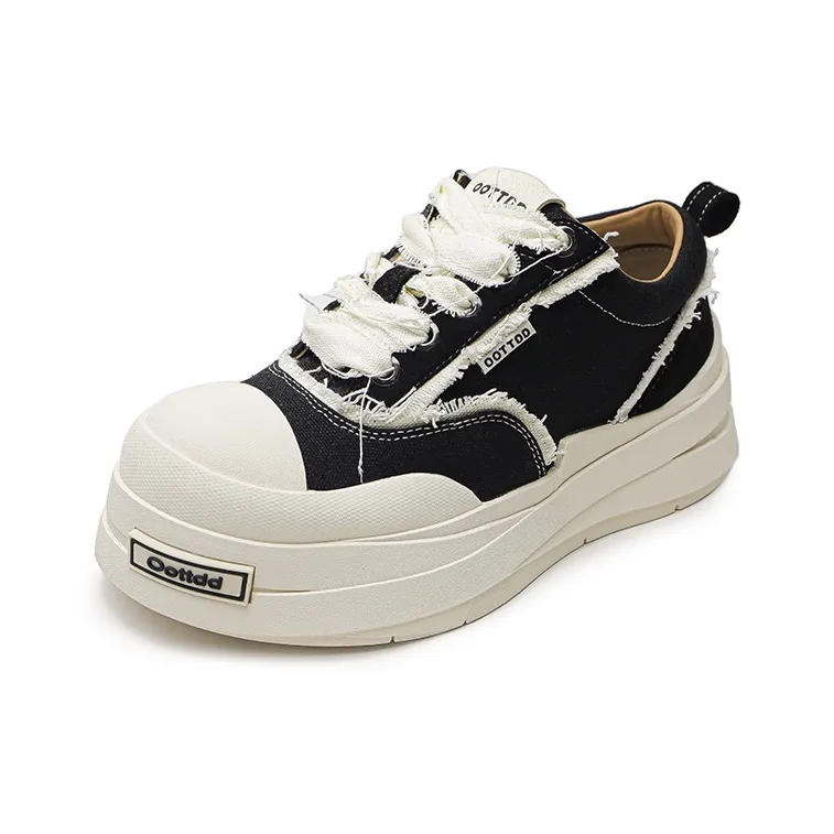 Hip Speed Abrasion Resistant Height Increasing Low Top Canvas Shoes Unisex-1