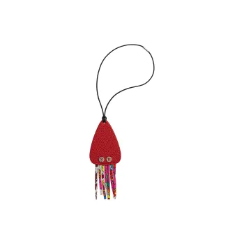 HERMES Leather Bag Charm Bag Accessory Women's Red