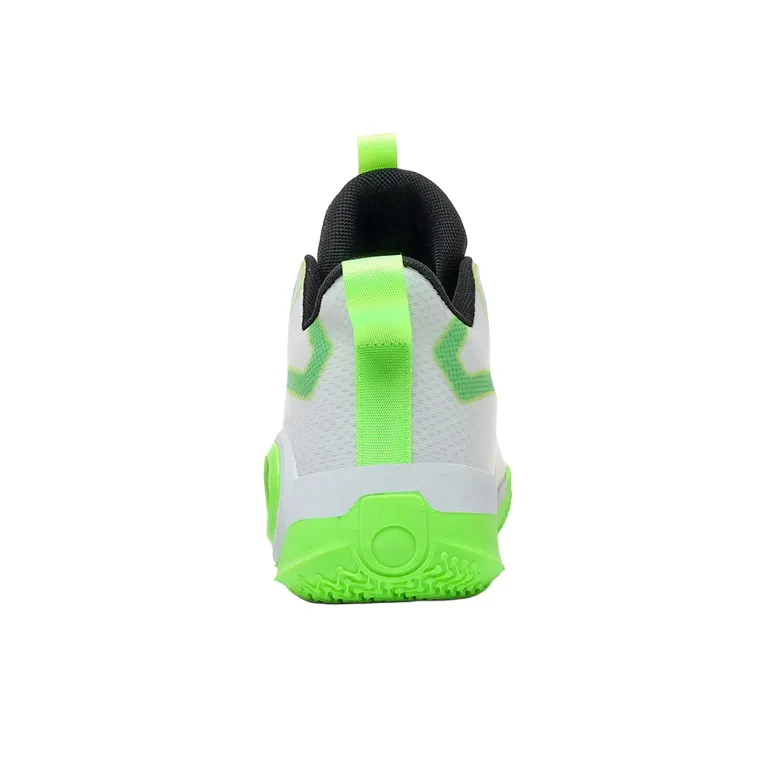 Binary Cushioning Abrasion Resistant Breathable Slip Resistant High Top Basketball Shoes Unisex White Green-3
