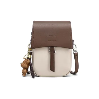 COMELY Cow Leather Cell Phone Pouch, Shoulder Bag, Crossbody Bag Regular Women's White & Coffee