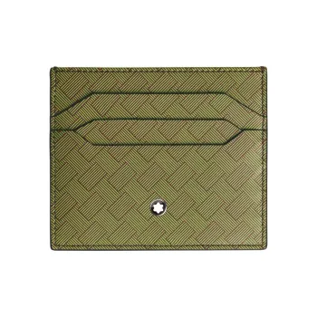MONTBLANC Full Grain Cow Leather Card Holder Unisex Green & Black Currant