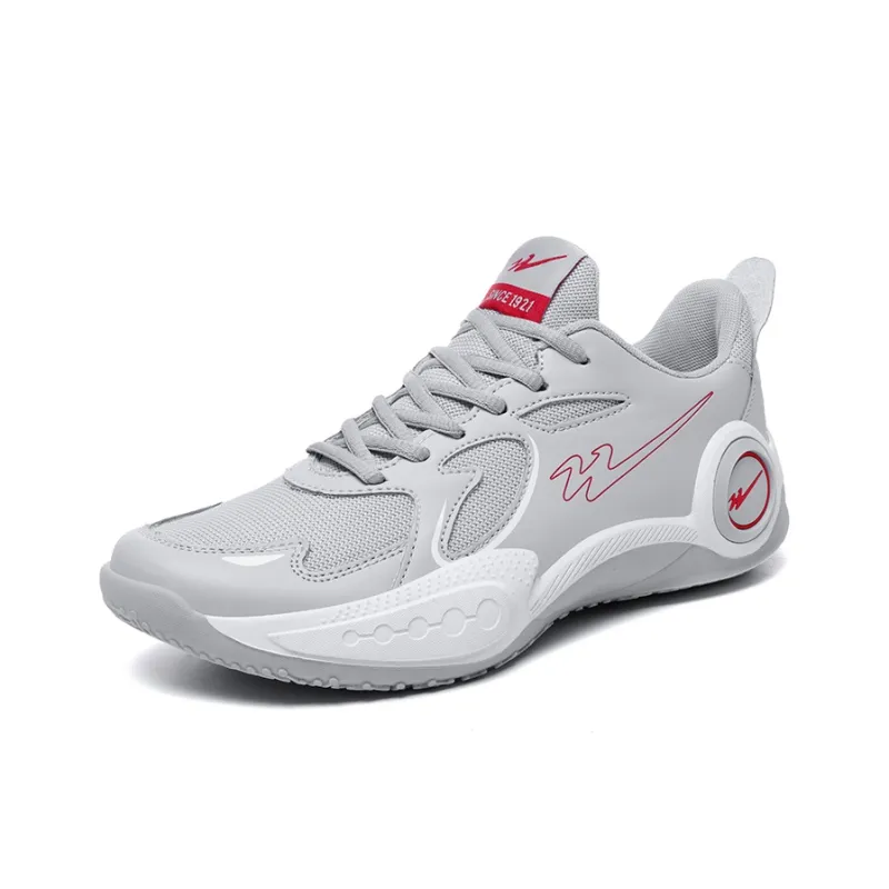 Binary Cushioning Abrasion Resistant Breathable Slip Resistant Low Top Basketball Shoes Unisex Light Gray-1