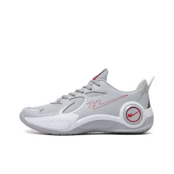 Binary Cushioning Abrasion Resistant Breathable Slip Resistant Low Top Basketball Shoes Unisex Light Gray
