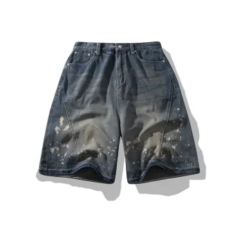 HCHUICHENG Denim Shorts Unisex Vintage Blue