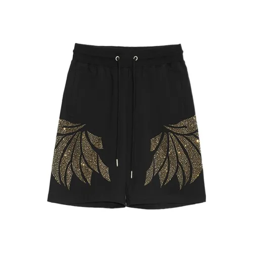 TCH Classic Angel Wings Feather Embroidery With Rhinestones Loose Fit Shorts Unisex