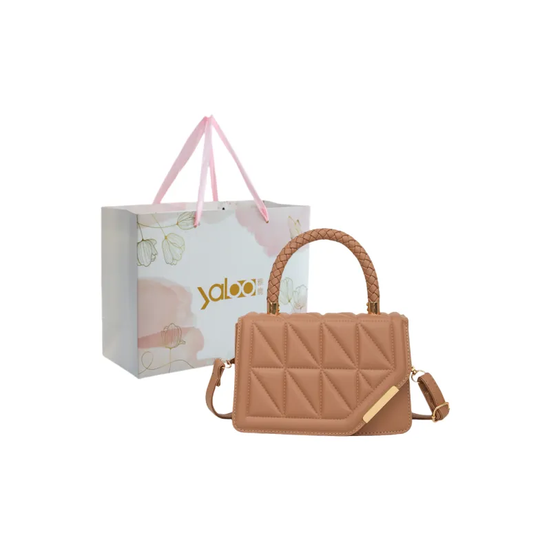Yalu PU Crossbody One Shoulder Handbag Women's Black/Ecru/Rose Red/Khaki-15