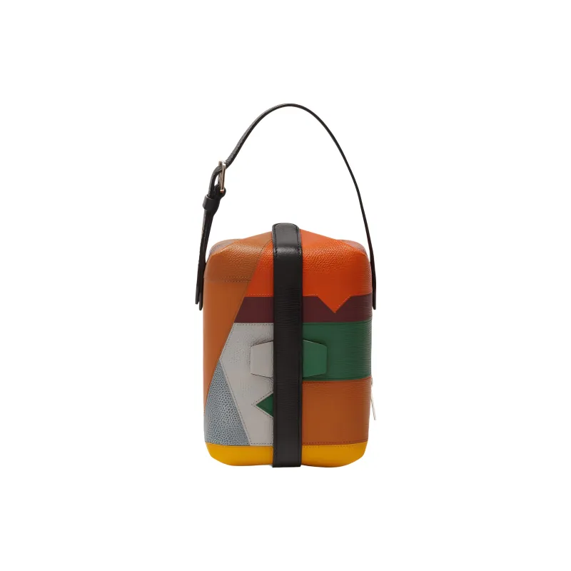 Valextra Tric Trac Millepunte Calfskin Box Bag Shoulder Bag Crossbody Bag Women's Orange/Red Green/Multicolor-1