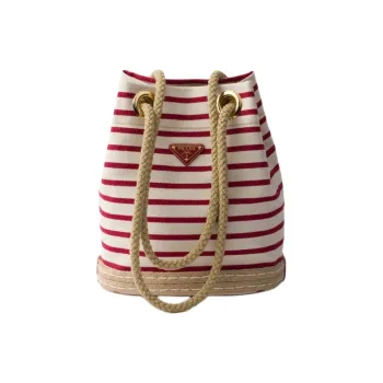 PRADA Cotton Bucket Bag, Handbag, Shoulder Bag Small Size Women's Pomegranate Yellow & Red