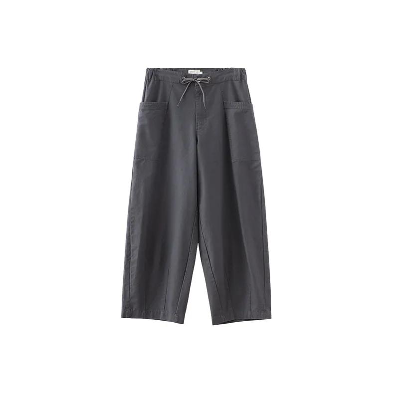 BUTTBILL 100% Cotton Drawstring Casual Pants Unisex-0