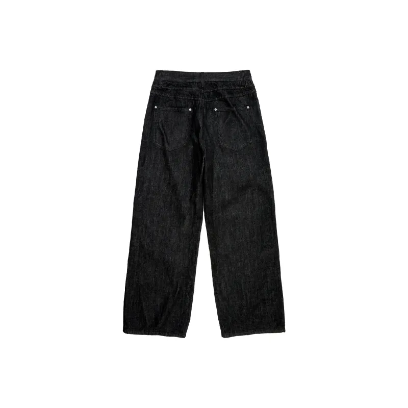 RESERFF Vintage Silhouette Straight Fit Jeans Trendy Men's Black-1