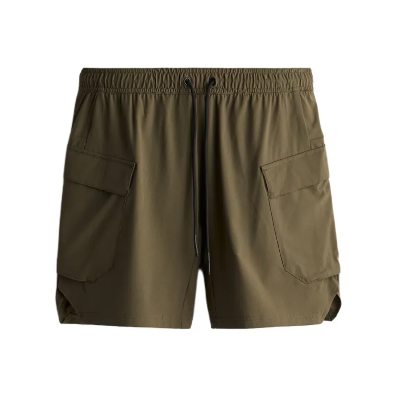 H&M Cargo Shorts Men Dark Khaki Green-0