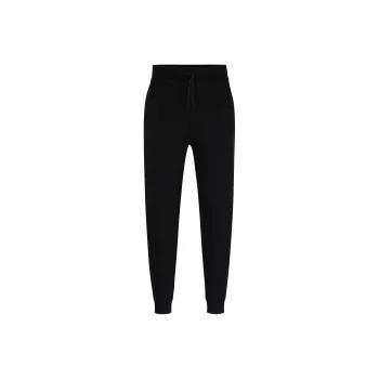 HUGO BOSS Cotton Terry Tracksuit Bottoms With Logo Detail Casual Pants Men's Black