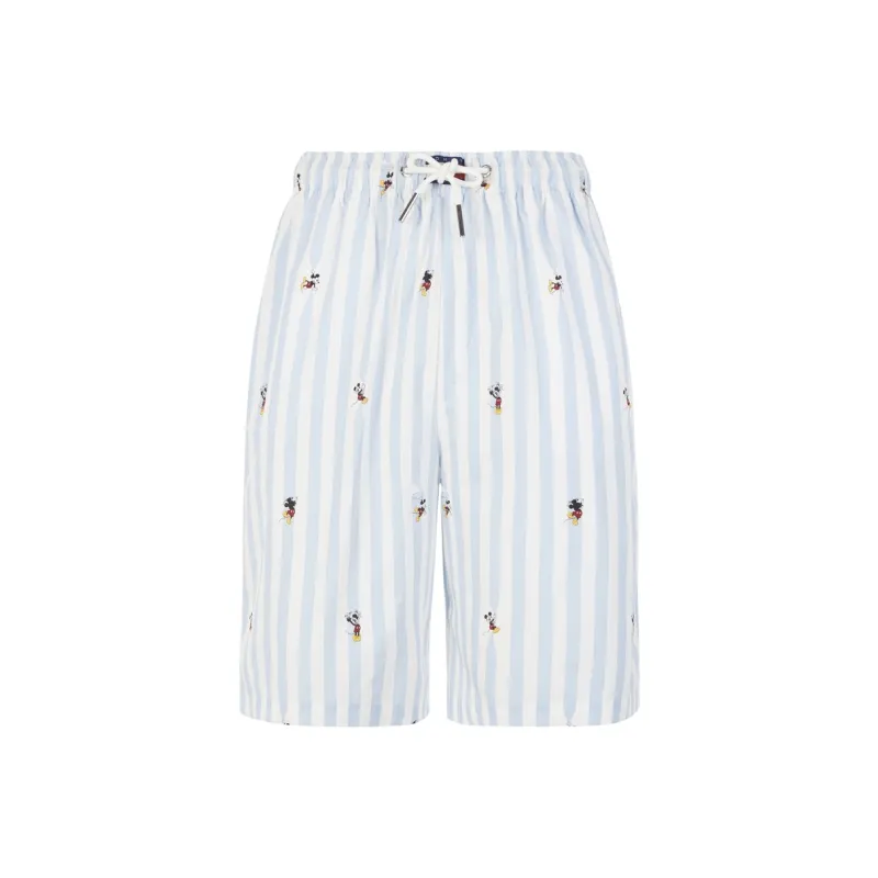 Disney X Tommy Hilfiger Tommy Hilfiger X DISNEY Co-branded Series Casual Shorts Unisex Light Blue White Stripes 0A4-0