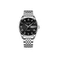 Silver Case Black Dial Steel Band