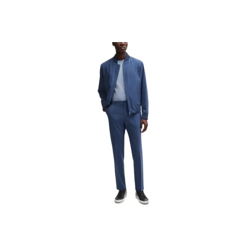 HUGO BOSS Slim Fit Trousers In A Performance Stretch Wool Blend Casual Pants Men's Blue-5