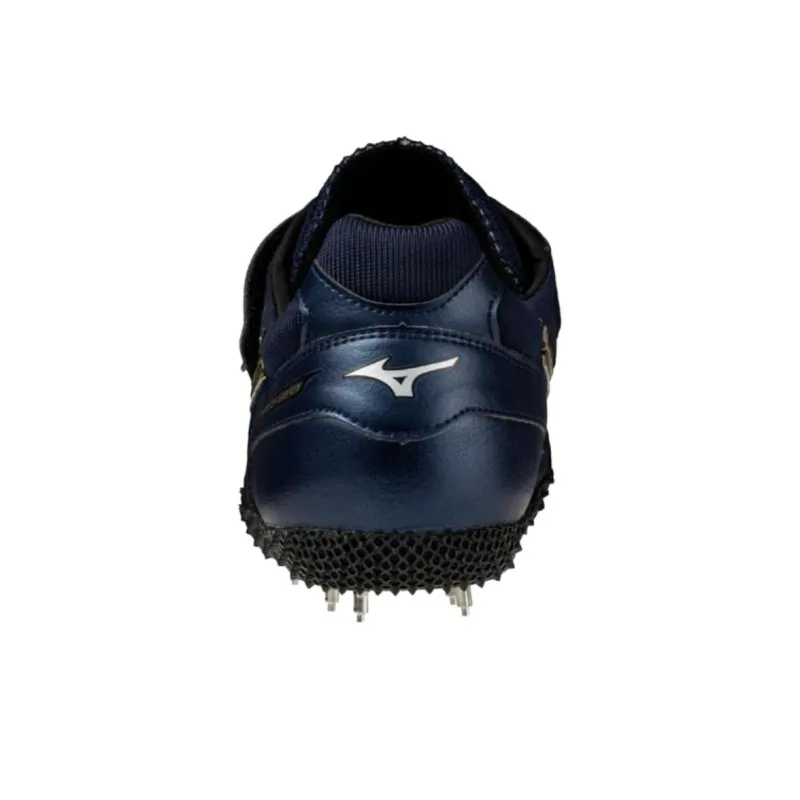 Mizuno Slip Resistant And Abrasion Resistant Functionality Blue Gold Color Track And Field Shoes Unisex Low Top-3