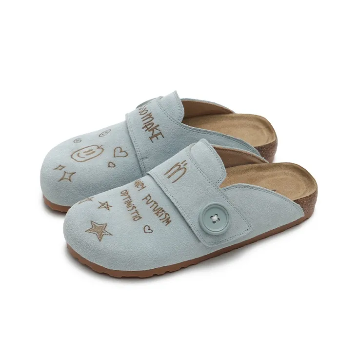 MASOOMAKE Rubber Sole Embroidery Closed Toe Slippers Women's-8