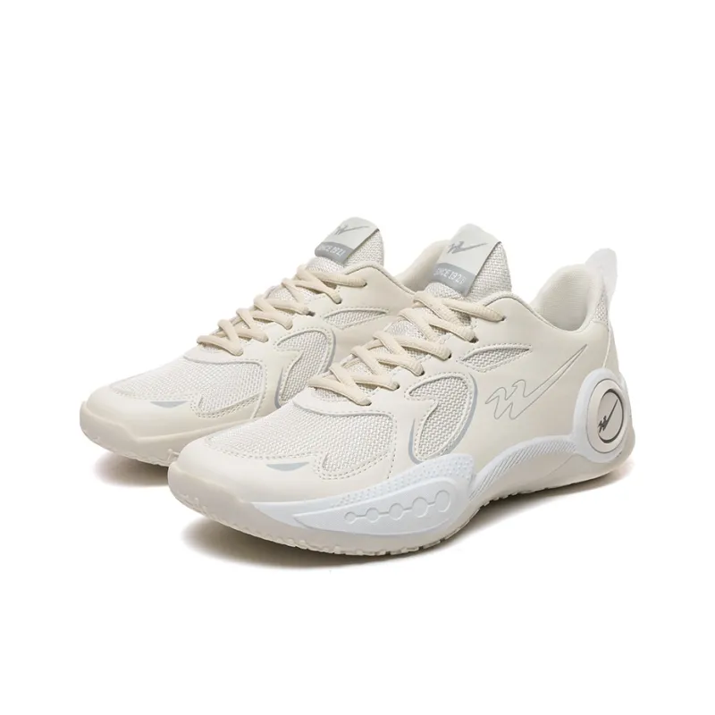 Binary Cushioning Abrasion Resistant Breathable Slip Resistant Low Top Basketball Shoes Unisex Beige-2