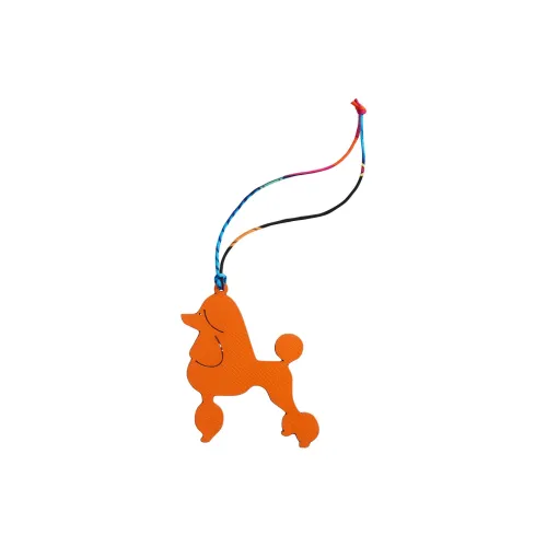 HERMES Calfskin Bag Charm Bag Accessory Unisex Orange