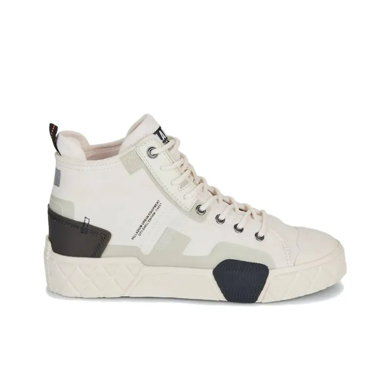 Palladium Anti Slip Wear Resistant High Top Canvas Shoes Unisex Cream White-2