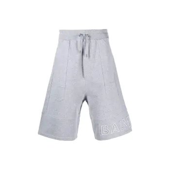BALMAIN Logo print Cotton Bermuda Shorts