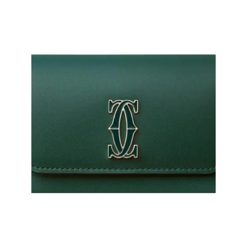 CARTIER C De Cartier Collection Calfskin Wallet Mini Women's Green-3