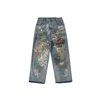 SSSAINT LOUIS Casual Pants Unisex Washed Blue