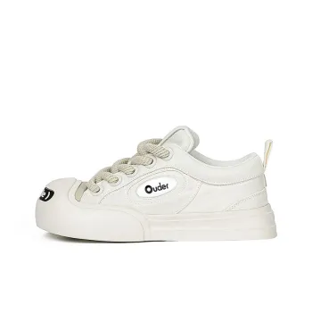 Ouder Smiler Laughs Series Classic Trendy Vintage Anti Slip Wear Resistant Low Top Canvas Skateboard Shoes Unisex Ecru