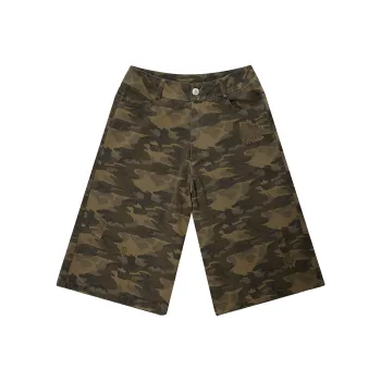 JHYQ Denim Shorts Unisex Army Green Camouflage