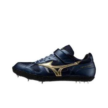Mizuno Slip Resistant And Abrasion Resistant Functionality Blue Gold Color Track And Field Shoes Unisex Low Top