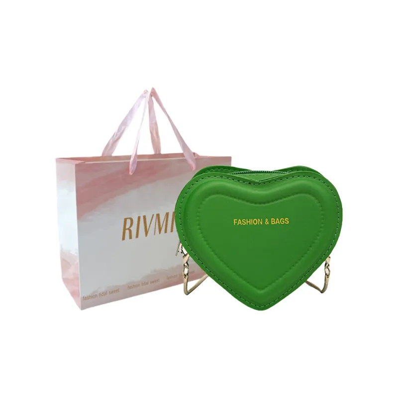 RIVMIND PU Heart Shaped Bag Shoulder Bag Regular Women's White/Silver/Rose Red/Green/Black-18