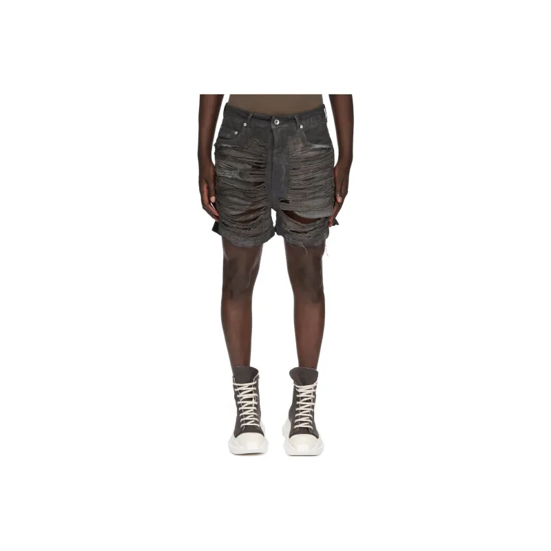 Rick Owens DRKSHDW Geth Cut-Off Distressed Shorts-0