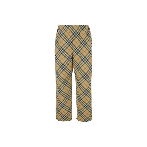 Burberry Checked Ekd Motif Straight Leg Trousers