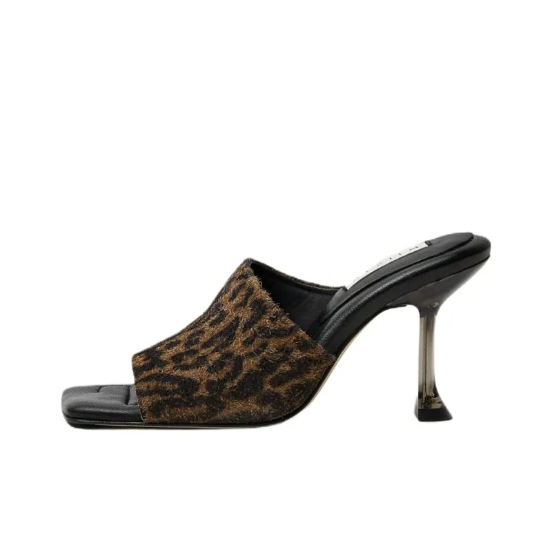 MIISTA Slide Slippers 9cm Women's Brown-0