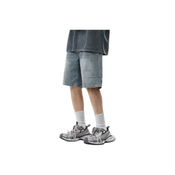 【dme】 Denim Shorts Men's Vintage Light Blue