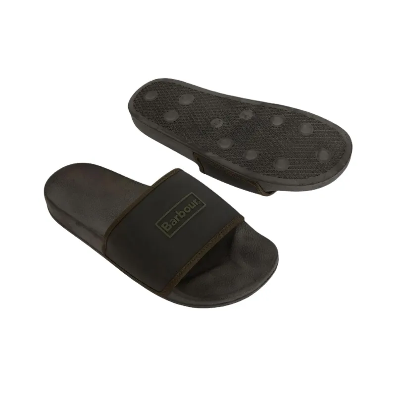 BARBOUR Slide Slippers Men's Olive Green-5